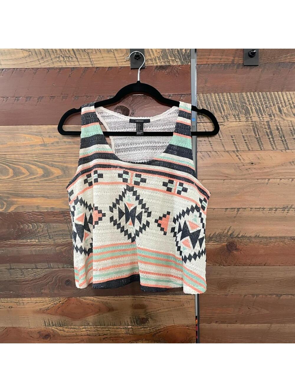 Forever 21 Aztec Print Racerback Tank Top - sz Large